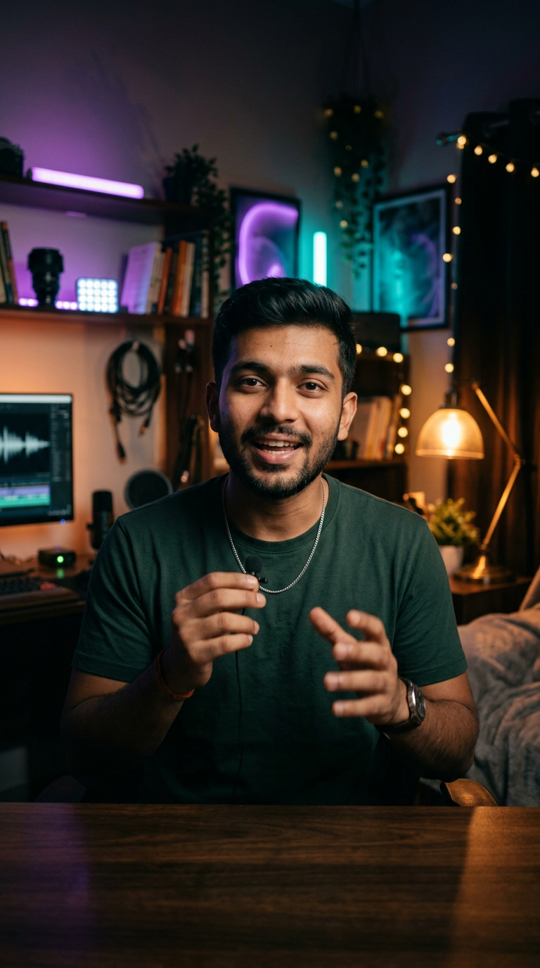 Creator talking to camera in a vertical video